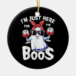 I'm Just Here For The Boos Halloween Women Ghost C Ceramic Tree Decoration