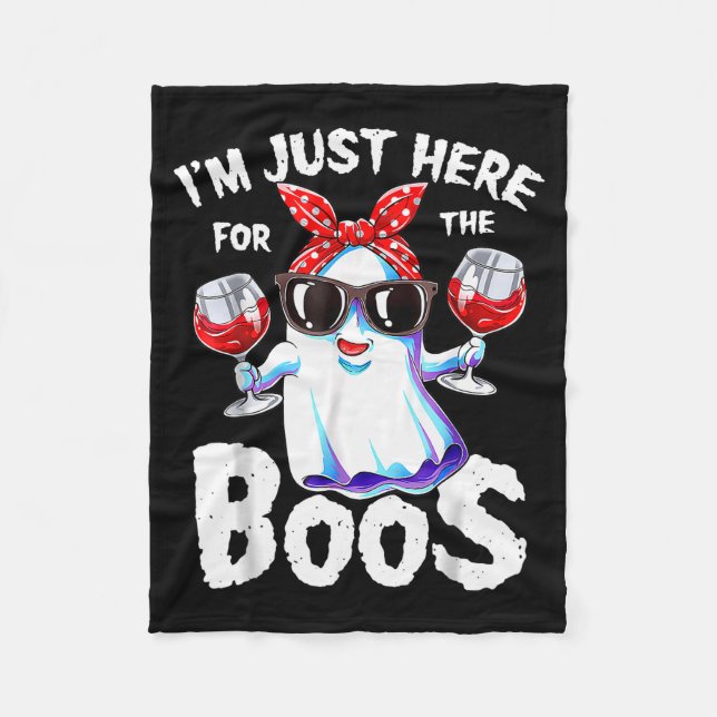 I'm Just Here For The Boos Halloween Women Ghost C Fleece Blanket (Front)