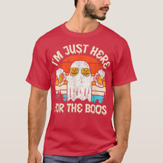 Im Just Here For The Boos Retro Ghost Beer Hallowe T-Shirt