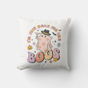 I'm just here for the Boos, Retro Groovy Halloween Cushion