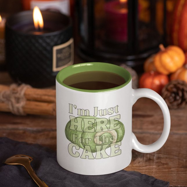 I'm Just here for the cake, matcha cake Two-Tone Coffee Mug (Creator Uploaded)