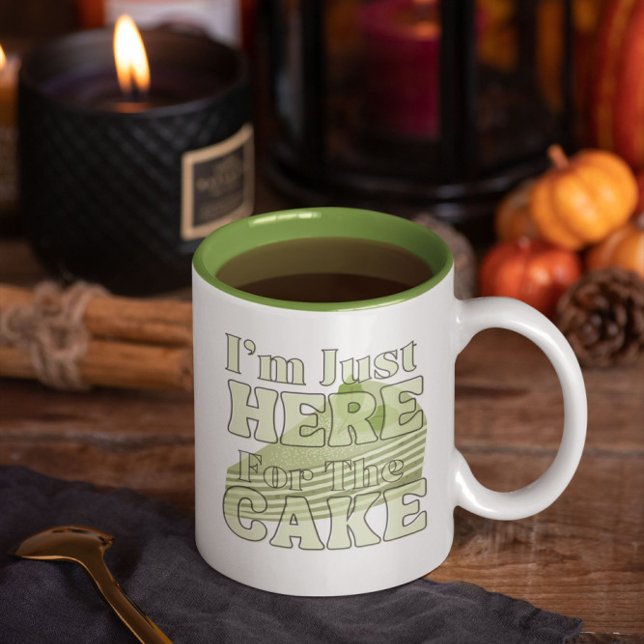 I'm Just here for the cake, matcha cake Two-Tone Coffee Mug (Creator Uploaded)