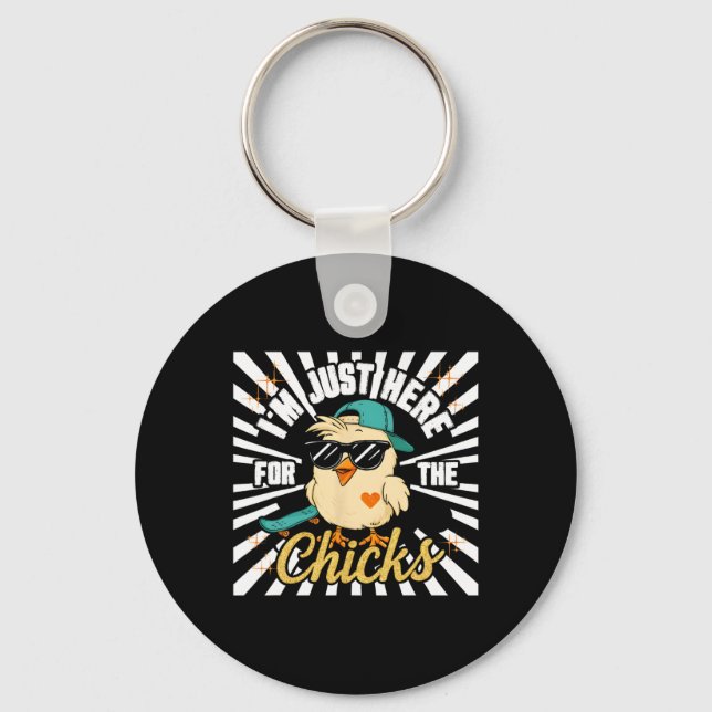 Im Just Here For The Chick Happy Easter Skateboard Key Ring (Front)