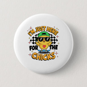 Im Just Here For The Chicks Cute Easter Boys Kids  6 Cm Round Badge