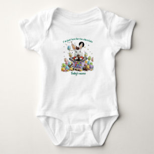 I'm just here for the chocolate-Cute Easter bunny  Baby Bodysuit