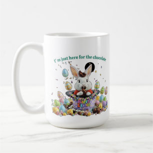 I'm just here for the chocolate-Cute Easter bunny Coffee Mug