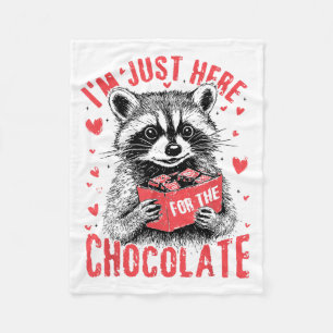 I'm Just Here For The Chocolate Funny Raccoon Vale Fleece Blanket