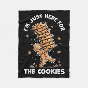 Im Just Here For The Cookies Gingerbread Christmas Fleece Blanket