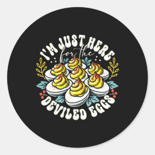 I'm Just Here For The Deviled Eggs Funny Thanksgiv Classic Round Sticker