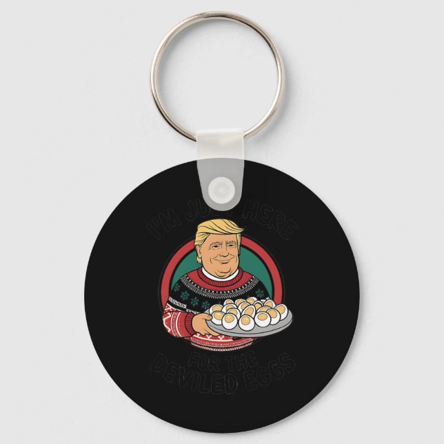 I'm Just Here For The Deviled Eggs Funny Thanksgiv Key Ring (Front)