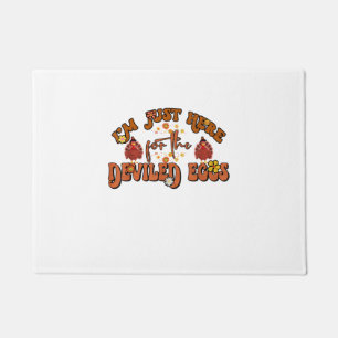I'm Just Here For The Deviled Eggs Groovy Thanksgi Doormat