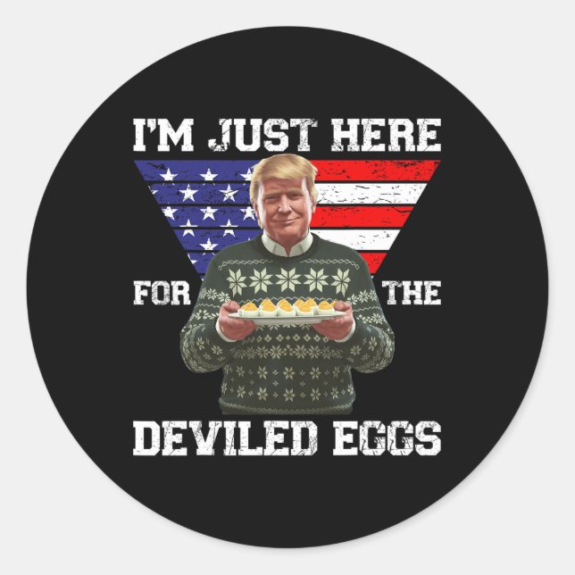 I'm Just Here For The Deviled Eggs Trump Christmas Classic Round Sticker (Front)