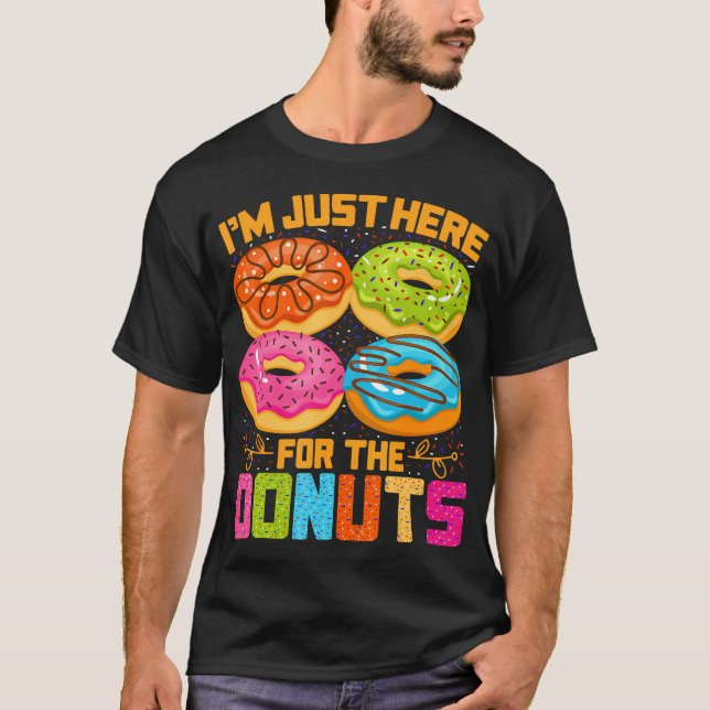 Im Just Here For The Donuts Funny Halloween T-Shirt (Front)