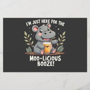 I'm Just Here for the Moo-licious Booze Moo Deng Stationery