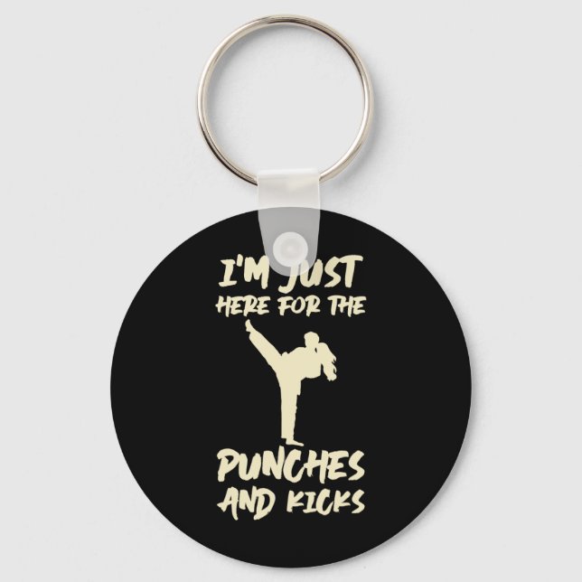 Im Just Here For The Punches Kickboxing Kickboxer  Key Ring (Front)