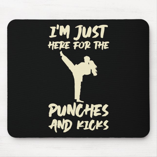 Im Just Here For The Punches Kickboxing Kickboxer  Mouse Mat (Front)