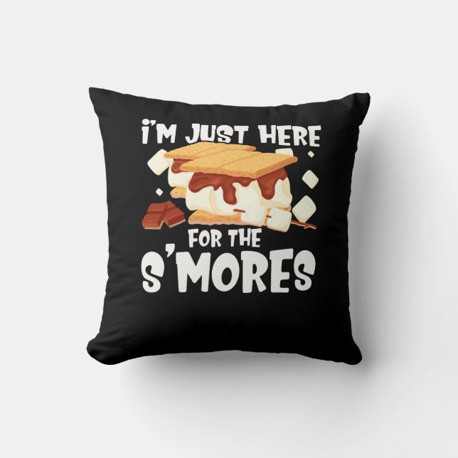 I'm Just Here For The Smores Campfire S'Mores Camp Cushion (Front)