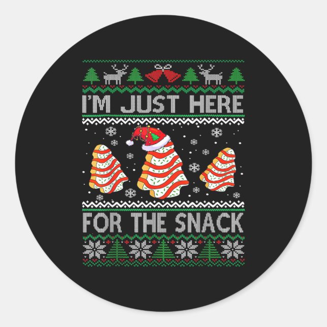 I'm Just Here For The Snack Christmas Cakes Debbie Classic Round Sticker (Front)