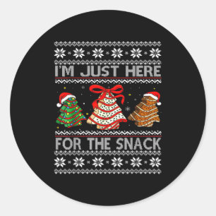 I'm Just Here For The Snack Christmas Cakes Debbie Classic Round Sticker