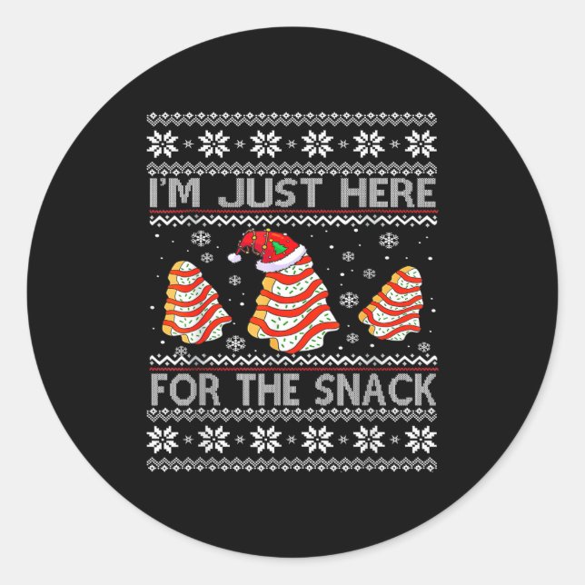 I'm Just Here For The Snack Christmas Cakes Debbie Classic Round Sticker (Front)