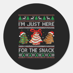 I'm Just Here For The Snack Christmas Cakes Debbie Classic Round Sticker