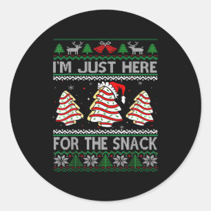 I'm Just Here For The Snack Christmas Cakes Debbie Classic Round Sticker