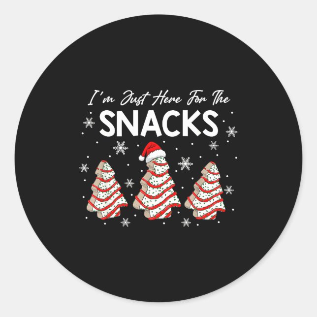 I'm Just Here For The Snacks Christmas Cakes Debbi Classic Round Sticker (Front)