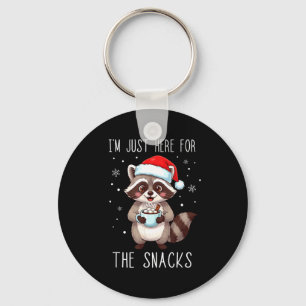 I'm Just Here For The Snacks Christmas Raccoon  Key Ring