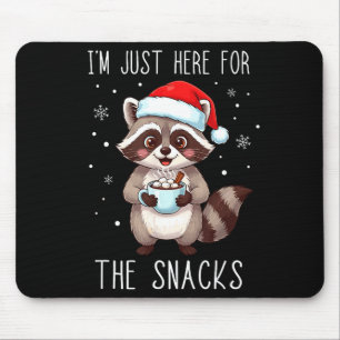 I'm Just Here For The Snacks Christmas Raccoon  Mouse Mat
