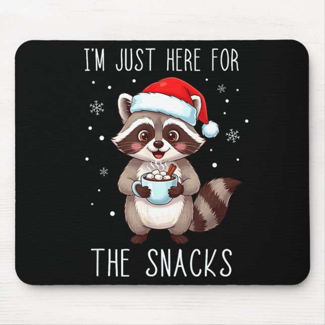I'm Just Here For The Snacks Christmas Raccoon  Mouse Mat (Front)