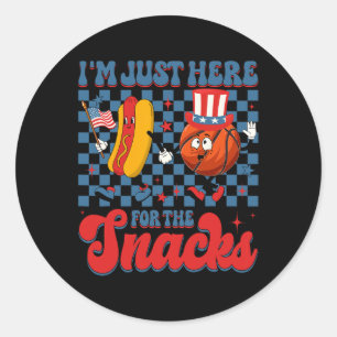 I'm Just Here For The Snacks Sketll Hotdog 4th Of Classic Round Sticker