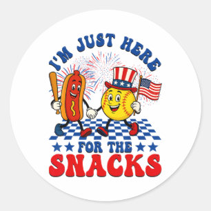 I'm Just Here For The Snacks Softll Hotdog 4th Of  Classic Round Sticker