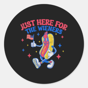 I'm Just Here For The Wieners 4th Of July Hot Dog  Classic Round Sticker