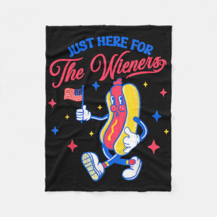 I'm Just Here For The Wieners 4th Of July Hot Dog Fleece Blanket