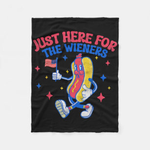I'm Just Here For The Wieners 4th Of July Hot Dog Fleece Blanket