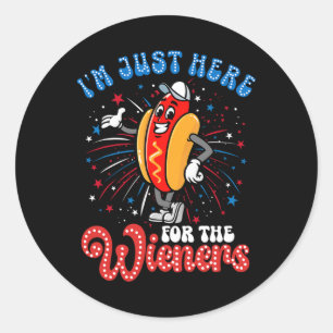 I'm Just Here For The Wieners Firework Hot Dog 4th Classic Round Sticker