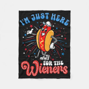 I'm Just Here For The Wieners Firework Hot Dog 4th Fleece Blanket