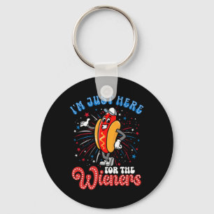 I'm Just Here For The Wieners Firework Hot Dog 4th Key Ring