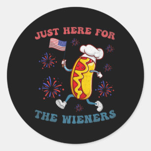 I'm Just Here For The Wieners Funny 4th Of July Bb Classic Round Sticker