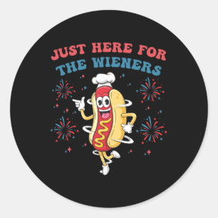 I'm Just Here For The Wieners Funny 4th Of July Bb Classic Round Sticker