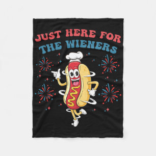 I'm Just Here For The Wieners Funny 4th Of July Bb Fleece Blanket