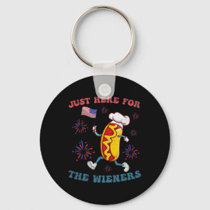 I'm Just Here For The Wieners Funny 4th Of July Bb Key Ring