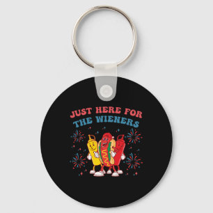 I'm Just Here For The Wieners Funny 4th Of July Bb Key Ring