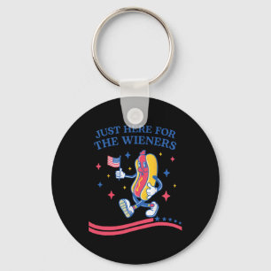 I'm Just Here For The Wieners Funny Fourth Of July Key Ring
