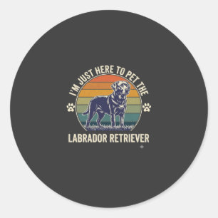 Im Just Here Pet Labrador Retriever Dog Retro Suns Classic Round Sticker