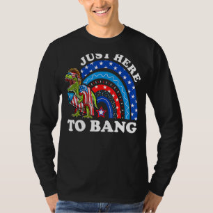 I'm Just Here To Bang 4th Of July Rainbow Rex Dino T-Shirt