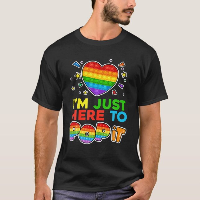 I'm Just Here To Pop It Heart Shape Kids Fidget T-Shirt (Front)