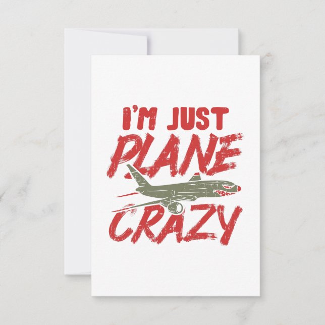 I'm Just Plane Crazy Aeroplane Fly Aircraft Gift Card (Front)