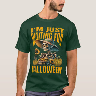 Im just waiting for halloween womens skeleton summ T-Shirt