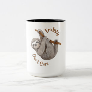 I'm Lazy, Don't Care Sloth Two-Tone Coffee Mug
